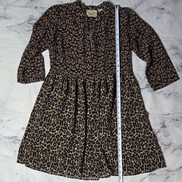 Maeve By Anthropologie Juno V-Neck Dress 3/4 Sleeve Leopard Cheetah Print - Picture 4 of 7